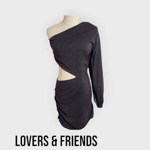 NWT Lovers + Friends Revolve Black Ruched Cutout Dress